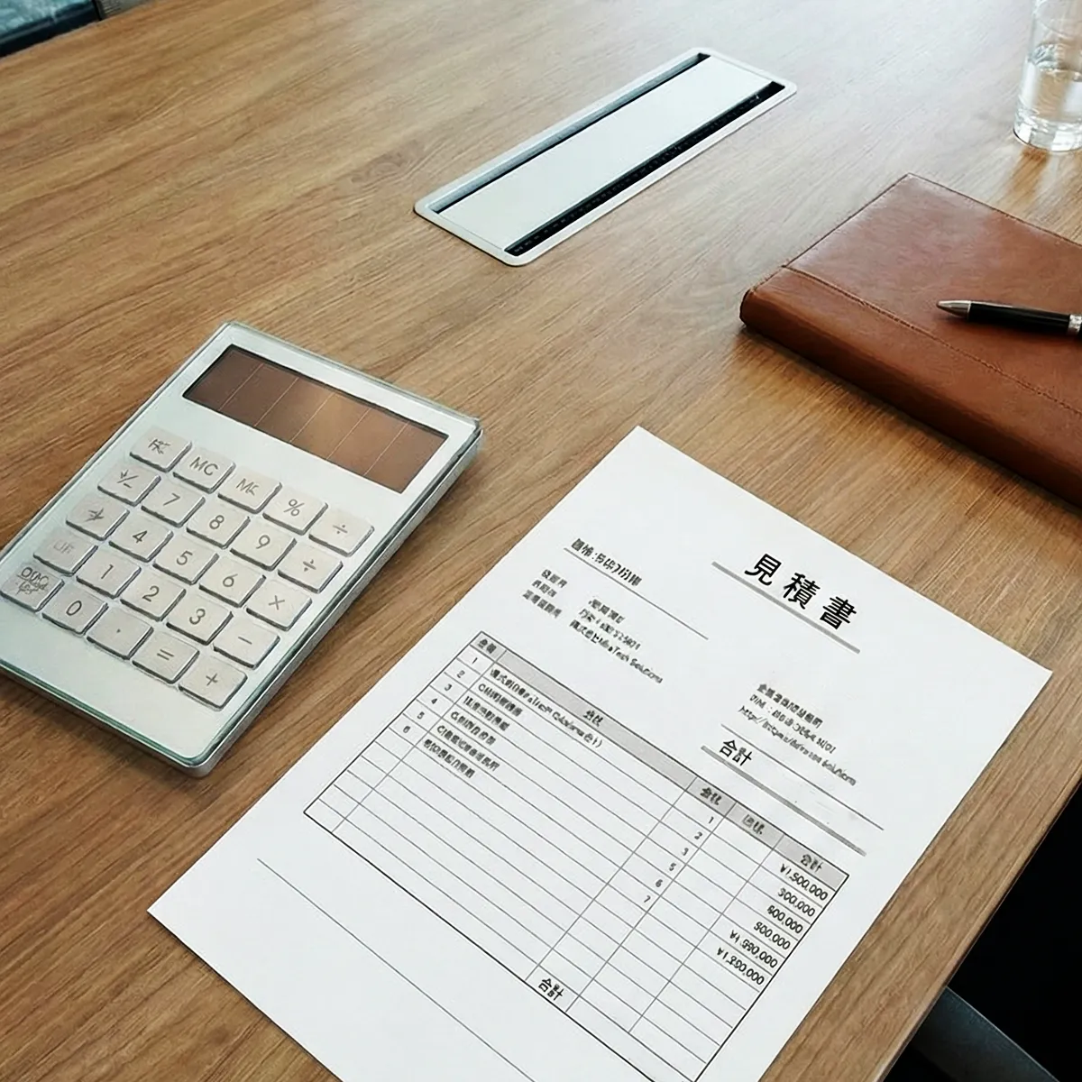 ホームページの見積書と電卓のイメージ