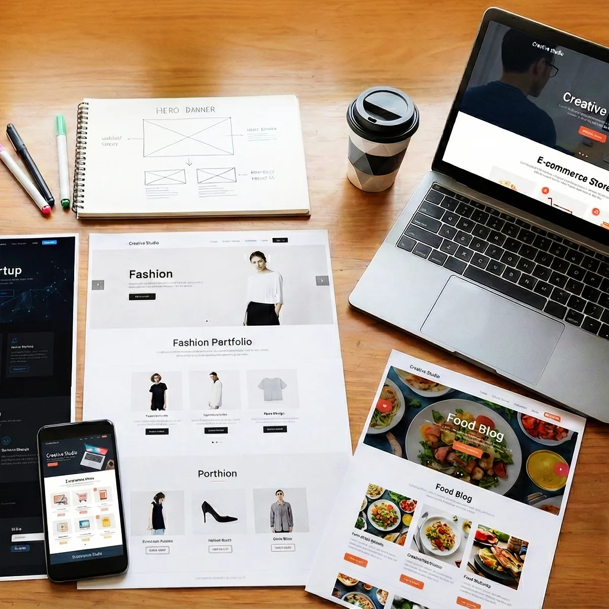 ホームページのデザインカンプとラフとプレビュー画面